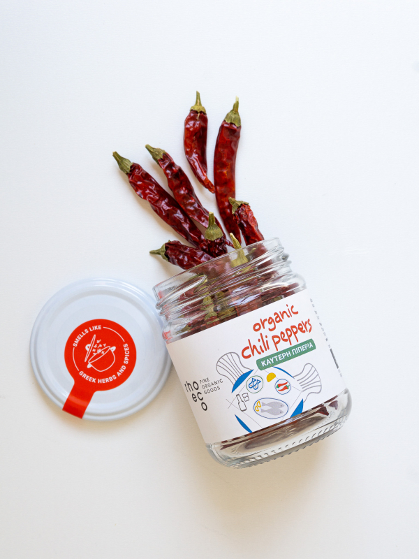 rhoeco greek organic chili peppers in jar