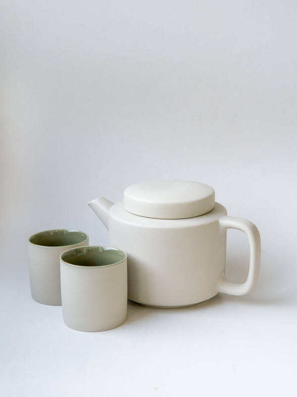 rhoeco the greyish raw clay teaware set kinta