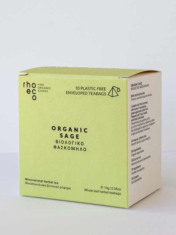 rhoeco organic sage herbal tea pyramid teabags