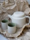 rhoeco the greyish raw clay teaware set kinta